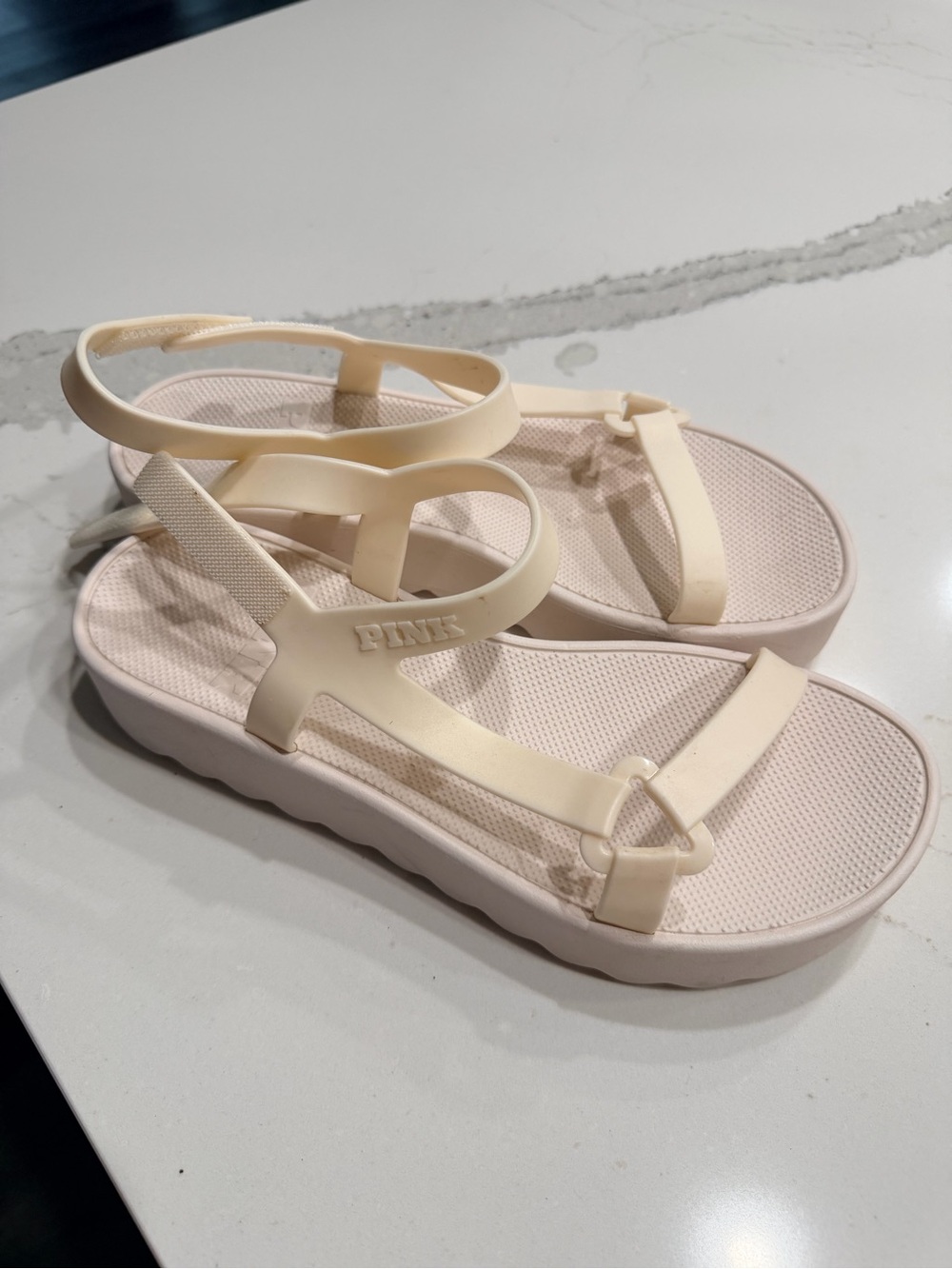 PINK Victoria's Secret Cream Strappy Sandal